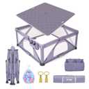 Foldable Baby Playpen, iTiLike Large Playard with Detachable Thicken Mat, Playpen for Babies and Toddlers with Storage Bag (Lilac Purple, 47x63 with Mat)