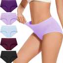 Womens Underwear Cotton Hipster Ladies Panties for Women Mid Rise Coverage Briefs Strech Breathable - 5 Pack (Medium)
