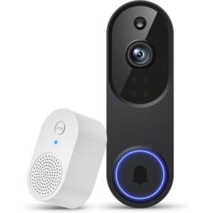 1080P Wireless Video Doorbell Camera, 2.4G WiFi Only, AI Human Detection, Indoor/Outdoor Surveillance Cam, 2-Way Talk, Night Vision, Cloud Storage (Sold Separately)