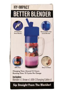 Better Blender Turbo Power USB Rechargeable 16 Oz