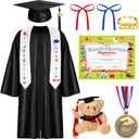 Capoda 9 Pcs 2025 Kids Kindergarten Graduation Cap Gown with Tassel Diploma Pre K Grad Dress Costume for Preschool Child (Medium)