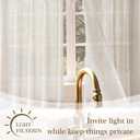 Linen Kitchen Curtains,36 Inch Length Light Filtering Sheer Short Cafe Window Curtains Tier,Pinch Pleated Small Kitchen Drapes for Windows,2 Panels,(24" W x 36" L Natural)