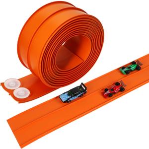 15 Ft Flexible Race Track for Kids with 3 Race Cars and Storage Bag, Compatible with Hot Wheels and Diecast 1/64th Cars, Simple and Versatile Gameplay, Safe and Durable Materials, Easy to Store (Orange)