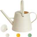 1 Gallon Watering Can Outdoor, Plastic Water Can for Plants with Comfort Grip Handle, Detachable Sprinkler Head (Ivory)