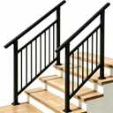 Metty Metal Hand Rails for Outdoor StepsOval Top Rail, HeavyDuty Porch Railing for Villa, Patio, Deck, Balcony, Entrance Steps, Elderly Safety, RustResistant3ft-Black