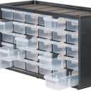 CRAFTSMAN Storage Organizer, 30 Small Drawer Modular Storage System, Easily Stackable, Plastic, Black, White (CMST40730)