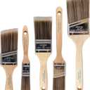 Pro Grade Paint Brushes, 5-Piece Paint Brush Set, Flat & Angle Brushes for Walls, Trim, Cabinets, Interior & Exterior Latex and Oil Paints, Stains