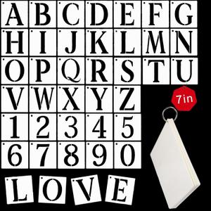 7 Inch Large Letter and Number Stencils Set - 36pcs Reusable Plastic Template Sheets for Professional Sign Making, Wood Burning, Wall Art & DIY Crafts on Wood, Fabric, Metal