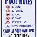 Crazysign Pool Rules Sign Warning Swim At Your Own Risk Vintage Tin Sign for Swimming Pool Water Park Beach Decor 8x12 Inches