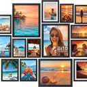 HappyHapi 15 Pack Picture Frames Collage Wall Decor, Black Gallery Wall Frame Set, Wall or Tabletop Display, Multi Sizes including 3pcs 8x10, 6pcs 5x7, 6pcs 4x6