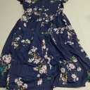 VOTEPRETTY Women's Short Sleeve V Neck Sundress Summer Casual Button Floral Dress with Pockets, Large