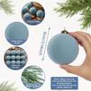 24PCS Light Scented Velvet Christmas Balls Ornament Shatterproof Velvet Xmas Tree Baubles Hanging Pendant for Winter Party Holiday Home Gift Office Yard Decor(Dusty Blue,3.15'')