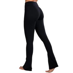 Sunzel High Waist Mini Flared Leggings for Women, Tummy Control Casual Flare Yoga Pants for Yoga Workout Gym 34" Black M