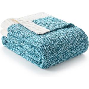 Snuggle Sac Teal Throw Blankets for Couch, Super Soft Warm Blankets Cozy Knit Fuzzy Plush Lightweight Throws for Sofa, Bed, Living Room, Heather Teal, 50x60 inches