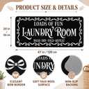 Laundry Room Runner Rug Black Bow Laundry Rug 20 x 47 Inch Non-Slip Farmhouse Floor Mat with Bow Border Washable Comfortable Mat for Bathroom Kitchen Washroom Entryway Decor, 11" x 1'1"