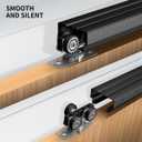 Pocket Door Hardware and Track Set, 96Inch Sliding Door Aluminium Alloy Box Rail Hardware for Single Wooden Door,Black, PD-8Feet-B