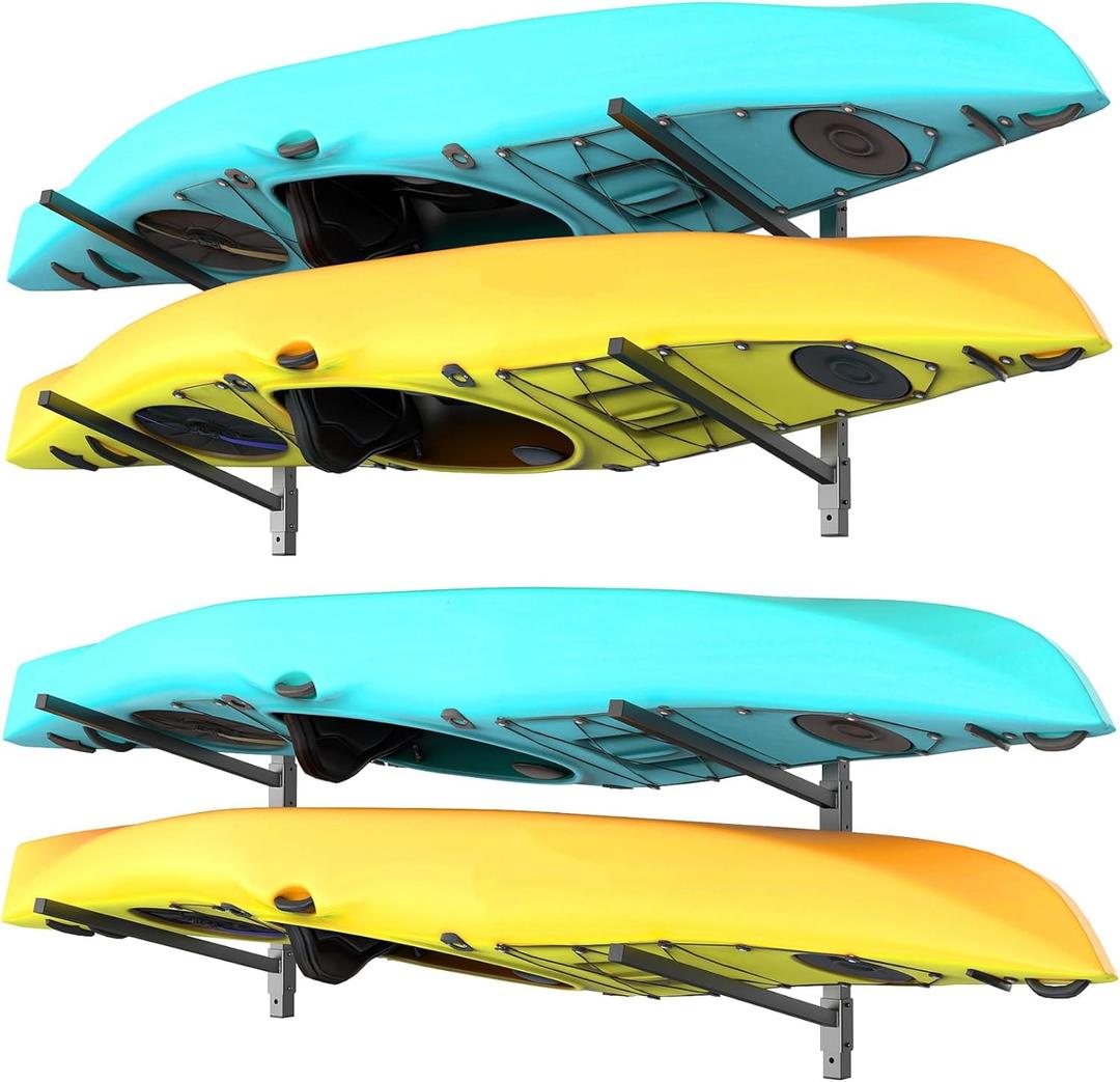 WALMANN Heavy Duty Wall Mounted Kayak Storage Rack for Garage, Adjustable Kayak Hangers for Wall, Holds Up to 220 lbs