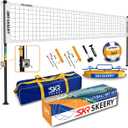 Outdoor Heavy Duty Volleyball Net Set, Anti-Sag Design, Adjustable Aluminum Poles, Portable Volleyball Net for Backyard,Grass and Beach (White)