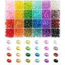 REVKI 8 * 10mm Glass Beads Bracelet Making Kit,500pcs 24 Colors Rice Shaped Natural Bamboo Crystal Beads for Jewelry Making,Teardrop Glass Beads for DIY Necklace Crafts