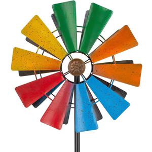Stargarden Wind Spinners Outdoor, 13.4 Inch Kinetic Pinwheels, Colorful Metal Garden Spinners Double Windmill for Yard, Lawn, Patio