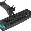 EUREKA ERGONOMIC Height Adjustable Mouse & Keyboard Tray Under Desk, 28x10'' Large Slide Out Swivel Tilt Computer Keyboard Drawer with Mouse Pad for Gaming Home Office Desk, Dual Mount (Black & Green)