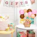 Hollowfly 6 Set Bear Baby Shower Party Centerpieces Table Decoration 6 Gender Reveal Stuffed Plush Bears 6 Bamboo Baskets 60 Colorful Balloons 12 Balloon Stands Birthday Party Wedding(Blue, Pink)