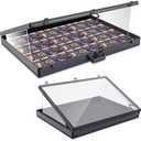Memorywuu Trade Show Display Case Portable Aluminum Sports Card Table Top Display Case Frame Clear Acrylic Showcase Cabinet Box with Lock for Trading Cards Jewelry Collectibles(Black,36"x24")