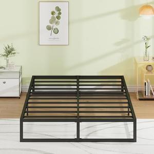 EMODA 12 Inch King Size Bed Frame No Box Spring Needed, Heavy Duty Metal Platform with Steel Slats, Noise Free, Easy Assembly, Black