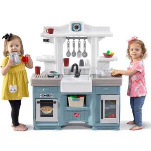 Step2 Timeless Trends Kids Kitchen Playset, Indoor/Outdoor Kitchenette, Interactive Play with Lights and Sounds, Made of Durable Plastic, Includes 21 Piece Toy Accessories, for Toddlers 2+ Years Old