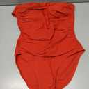 One Piece Bathing Suit for Women Tummy Control Swimsuits Square Neck Ruched Modest Swimwear (Large, Red)