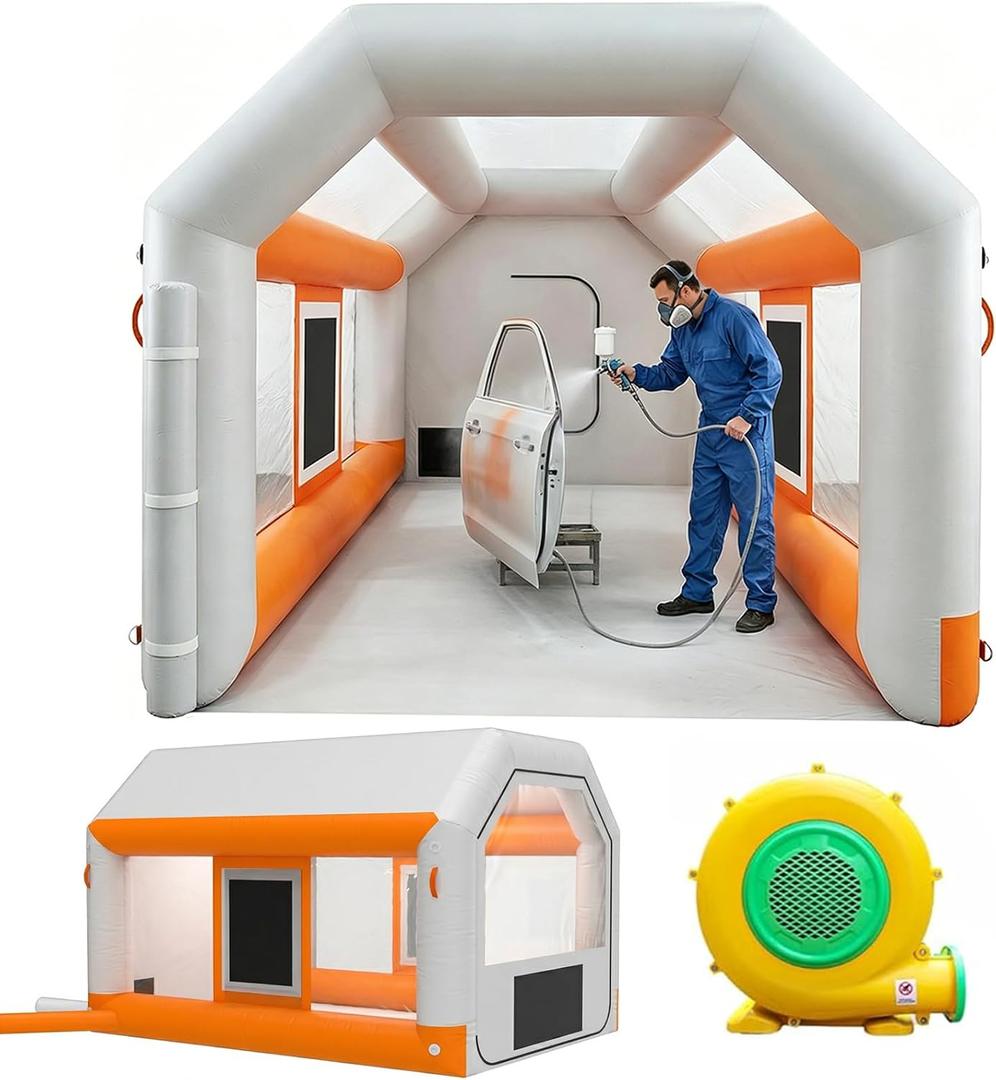 10x8.5x7ft Inflatable Paint Booth, Light Water-Resistant 210D Oxford Portable Spray Booth with Powerful Blower, Professional Mobile Workshop for Car Parts Furniture Crafts