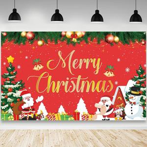 AIBIIN Merry Christmas Backdrop Santa Merry Christmas Holiday Party Decorations Banner Snowman Claus Reindeer Xmas Photography Background Photo Studio Props 70.8 x 43.3 inch
