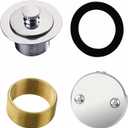 Chrome Tub Drain Lift &Turn Tub Trim Set with Two-Hole Overflow Faceplate Conversion Kit Assembly, Hidrop Bathtub Drain Replacement Trim Kit and Universal Fine/Coarse Thread, Chrome Plated