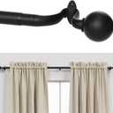 Curtain Rods for Windows 48 to 84 inch, 1inch Decorative Blackout Wrap Around Curtain Rod Set,Matte Black Splicing Heavy Duty Metal Curtain Rod with Brackets (37"-98"-1Pack)