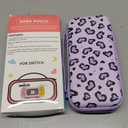 DLseego Love Heart Leopard Carrying Case for Switch 2017 Accessories Set, Portable Carrying Case with 1 Soft TPU Shell & 1PCS Plush Heart Pendant & 12 Slots & 4PCS Cat Paw Thumb Grips Caps- Purple