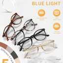 JOLISU 5 Pack Reading Glasses For Women/Men-Blue Light Blocking Computer Reader w/Round Frame - Retro Clear Lens Fake Eyeglasses2.0 (Black + Transparent +Leopard + Tortoise + Orange)