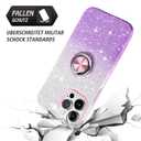 SouLips iPhone 15 Pro Max Case, Magnetic Car Mount Supported Slim Thin Glitter Sparkle with 360° Ring Holder Kickstand Shockproof Protective Phone Cover for iPhone 15 Pro Max 6.7", Gradient Purple