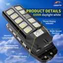 Solar Lights Outdoor, IP66 Waterproof Street Lights Outdoor, 6500K Dusk to Dawn Solar Security Flood Lights Motion Sensor with Remote Control for Yard, Entryway Garage, Porch 4 Pack, 1PACK