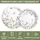 Audree 96 Pcs Wildflower Party Supplies, 24 set Disposable Paper Plates and Napkins for Party Baby Shower, Wedding, Birthday, Perfect for Guests Set Dinner and Dessert Plates, Napkins, Plastic Forks