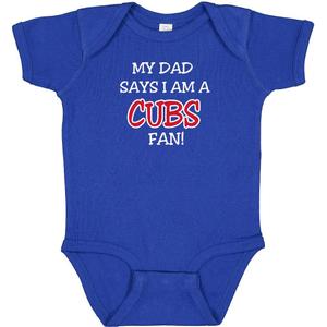 Curiositees Cubs Dad/Grandpa/Uncle Says I Am A Fan Baby Bodysuit Romper Outfit - Royal Blue (Newborn)
