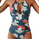 B2prity Women's One Piece Swimsuits Tummy Control Front Cross Bathing Suits Tie Back Slimming V Neck Swimwear L