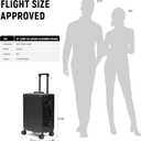 UrbanExplorer 20 Inch Carry On Luggage Aluminum Frame Airline Approved, Zipperless Luggage Carry On TSA Approved ABS+PC Hard Shell Suitcases, Lightweight Carry-On Suitcase with Cup Holder, Black