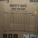 keny 29.7"-46" Baby Gate for Stairs, Auto Close Dog Gates for Doorways, Pressured Mounted No Drilling Pet Gate Extra Wide, One-Hand Opening Dual Lock Stair Gate, Indoor Kids Necessities, Black