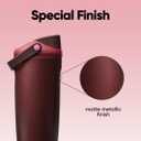 Owala FreeSip Sway Insulated Stainless Steel Water Bottle with Two-Way Spout, Built-In Straw and Handle, Made for Travel, School, and Sports, 40oz, BPA Free, Leak Proof, Black Cherry