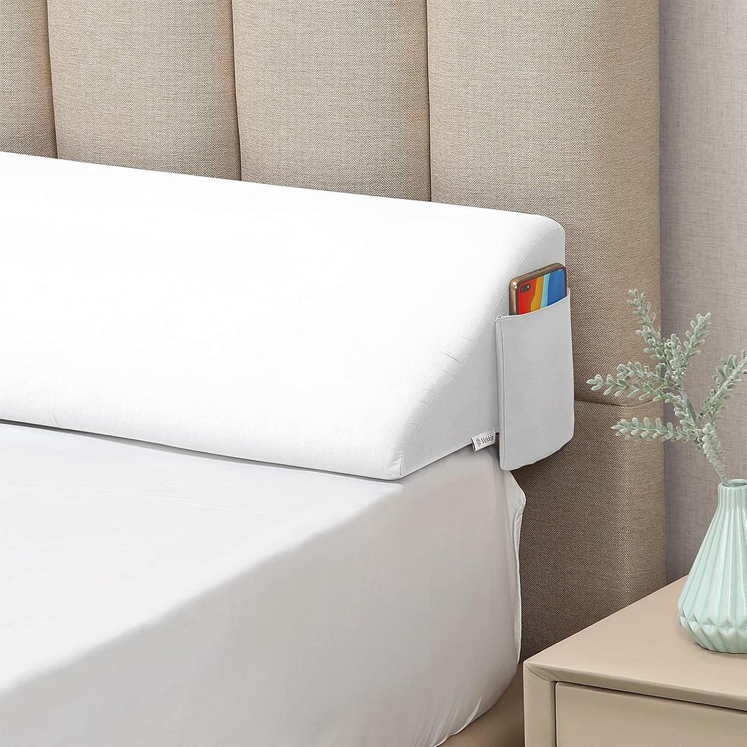 Vekkia King Bed Wedge Pillow for Headboard Gap/Bed Gap Filler/Mattress Wedge to Fill 0-6" Gap Between Headboard and Mattress (White 76"x10"x6")