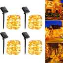 Solar Fairy Lights Outdoor Waterproof, 4 Pack 224Ft 600LED Solar Powered String Lights, 8 Modes Copper Wire Twinkle Lights for Outside Party Yard Camping Easter Christmas Decor(Warm White)