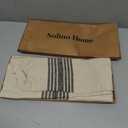 Solino Home Stripe Linen Table Runner 72 Inches Long - 100% Pure Linen Black and Natural Farmhouse Table Runner 14 x 72 Inch for Dining, Dresser, Spring, Summer