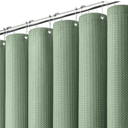 Dynamene Sage Green Shower Curtain - Waffle Textured Heavy Duty Thick Fabric Shower Curtains for Bathroom, 256GSM Luxury Weighted Polyester Cloth Bath Curtain Set with 12 Plastic Hooks，72Wx72H,Green
