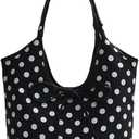 Polka Dot Purse for Women 2025 Large Capacity Tote Handbag Retro Bow Crescent Shoulder Bag Travel Causal Nylon Underarm Purse