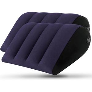 Portable Inflatable Wedge Pillow 2 Pack, Body Positioner for Sleep Support, Adjustable Travel Pillow - Lightweight Bed/Leg Support Pillow, for Home Outdoor Travel Blue